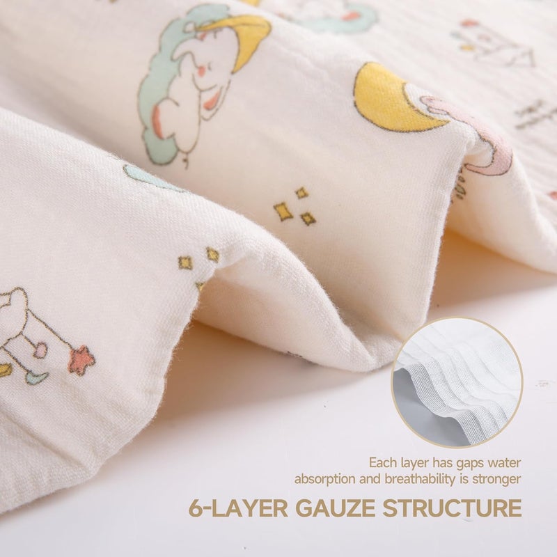 REMASS Hooded Towel Muslin Hooded Towel Made from Organic Cotton 6-Layer Cotton Bath Towel, Soft Bath Towels 25x51inches for Toddler Baby (Splashing Elephant) - Image 5